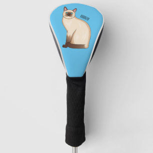 Siamese cat cartoon illustration golf head cover