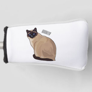 Siamese cat cartoon illustration golf head cover