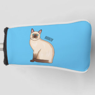 Siamese cat cartoon illustration golf head cover