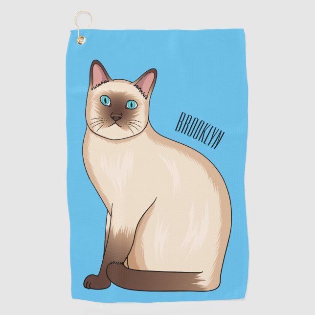 Siamese cat cartoon illustration  golf towel (Front)
