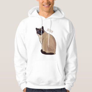 Siamese cat cartoon illustration hoodie