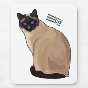 Siamese cat cartoon illustration  mouse pad