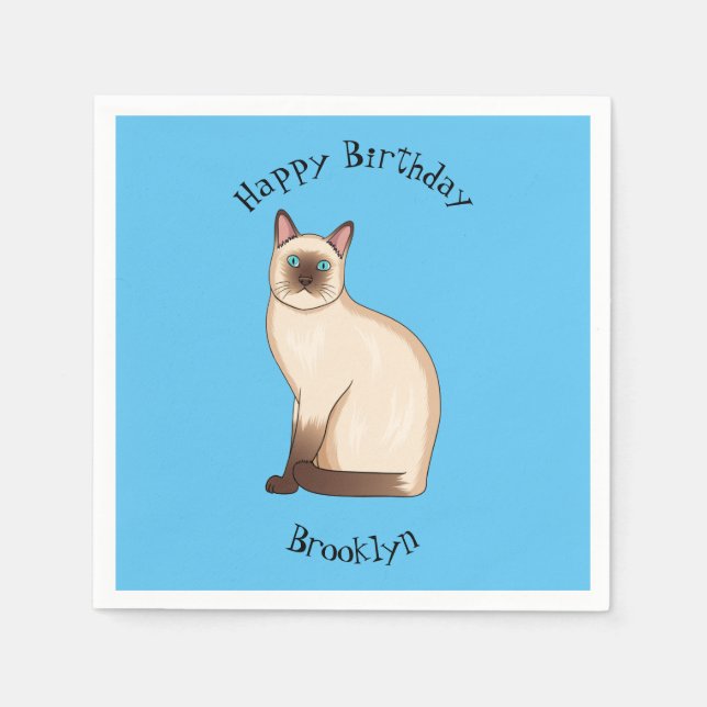 Siamese cat cartoon illustration  napkin (Front)