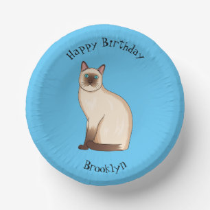 Siamese cat cartoon illustration paper plate
