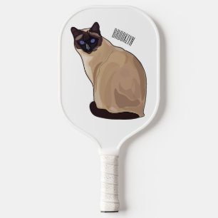 Siamese cat cartoon illustration pickleball paddle