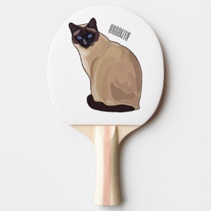 Siamese cat cartoon illustration  ping pong paddle