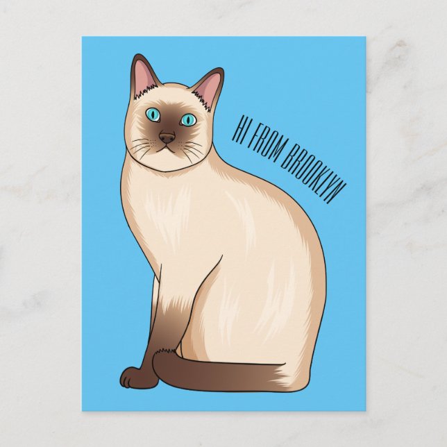 Siamese cat cartoon illustration  postcard (Front)