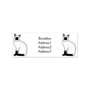 Siamese cat cartoon illustration rubber stamp
