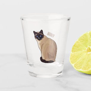 Siamese cat cartoon illustration shot glass