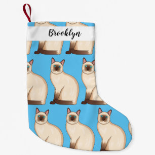 Siamese cat cartoon illustration small christmas stocking