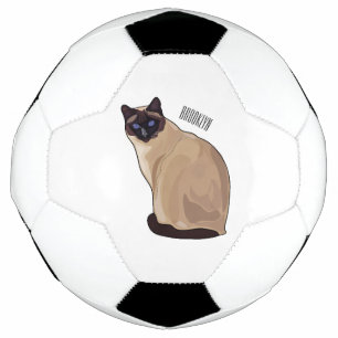 Siamese cat cartoon illustration  soccer ball