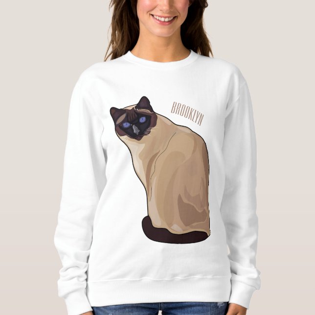 Siamese cat cartoon illustration  sweatshirt (Front)