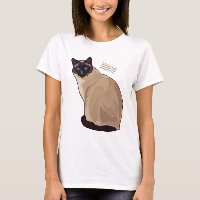 Siamese cat cartoon illustration  T-Shirt (Front)
