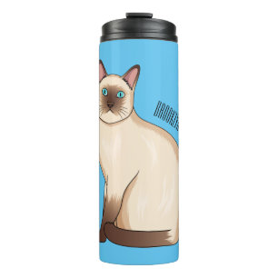 Siamese cat cartoon illustration  thermal tumbler