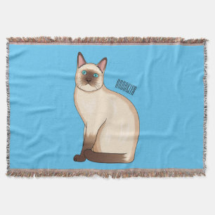 Siamese cat cartoon illustration  throw blanket