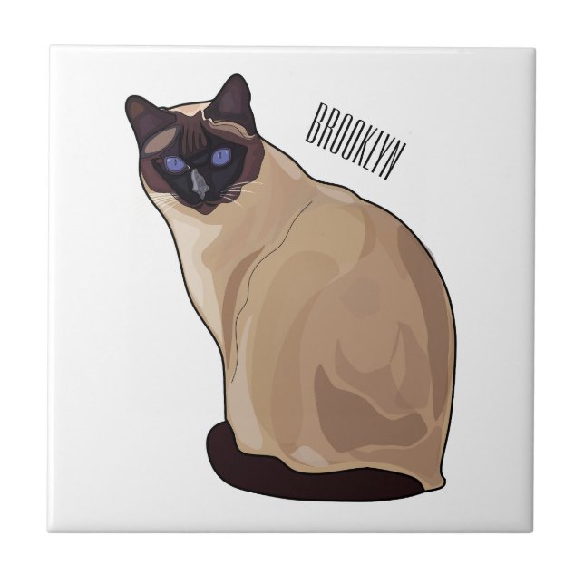 Siamese cat cartoon illustration  tile (Front)