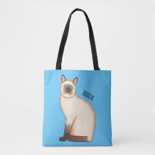 Siamese cat cartoon illustration tote bag