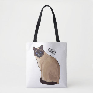 Siamese cat cartoon illustration tote bag