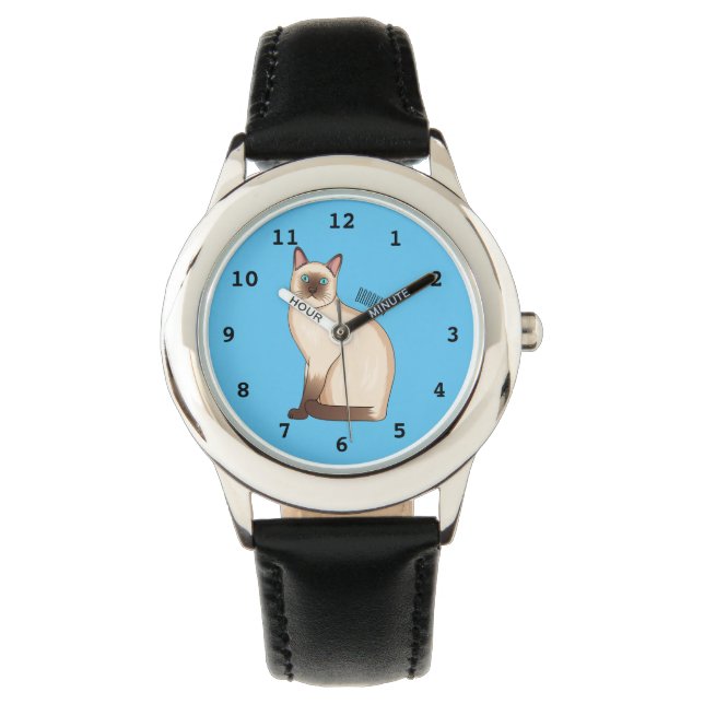 Siamese cat cartoon illustration watch (Front)