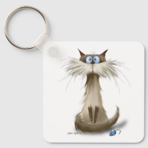 Siamese Cat Cartoon Key Ring
