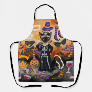 Siamese Cat Cat Halloween Party Apron