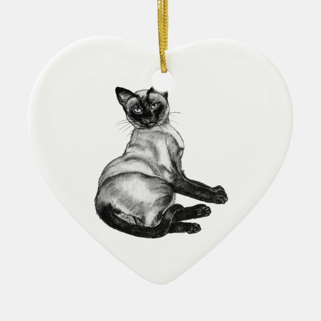 Siamese Cat Ceramic Tree Decoration (Front)
