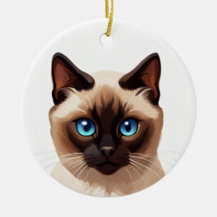 Siamese cat ceramic tree decoration