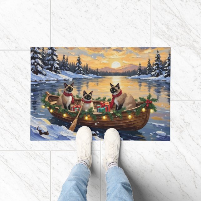 Siamese Cat Christmas Boat Holiday Doormat (Indoor)