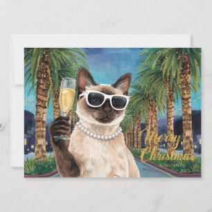 Siamese Cat Christmas Greeting from California Holiday Card
