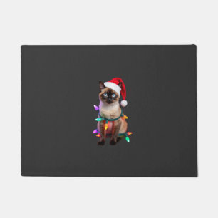 Siamese Cat Christmas Lights Xmas Cat Lover T-Shir Doormat