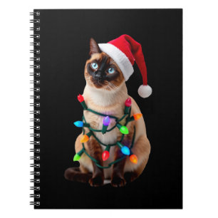 Siamese Cat Christmas Lights Xmas Cat Lover T-Shir Notebook