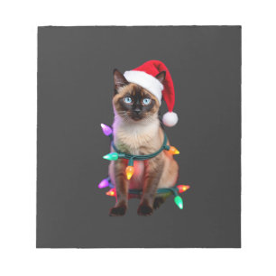 Siamese Cat Christmas Lights Xmas Cat Lover T-Shir Notepad