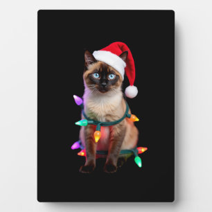 Siamese Cat Christmas Lights Xmas Cat Lover T-Shir Plaque