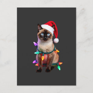 Siamese Cat Christmas Lights Xmas Cat Lover T-Shir Postcard