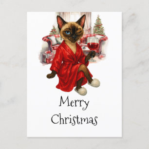 Siamese Cat Christmas Postcard – Funny Holiday 