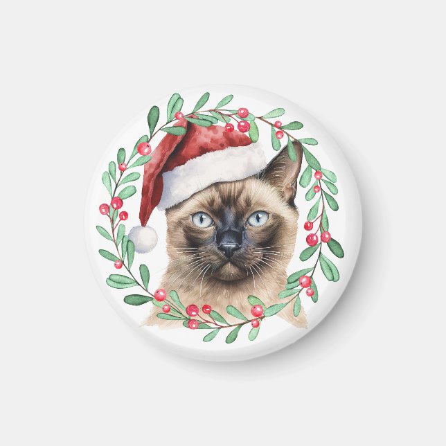 Siamese Cat Christmas themed for Cat Lover Magnet (Front)