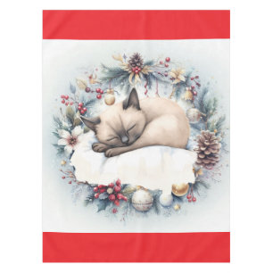 Siamese Cat Christmas themed for Cat Lover Tablecloth
