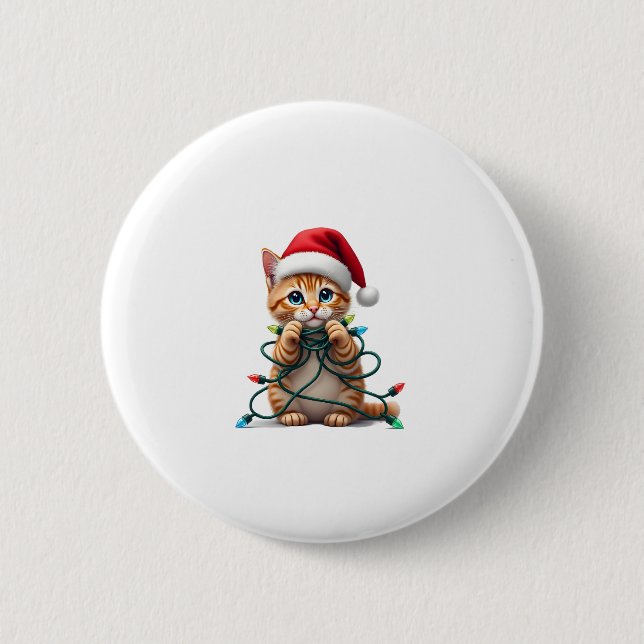 Siamese Cat Christmas V-Neck (1) 6 Cm Round Badge (Front)