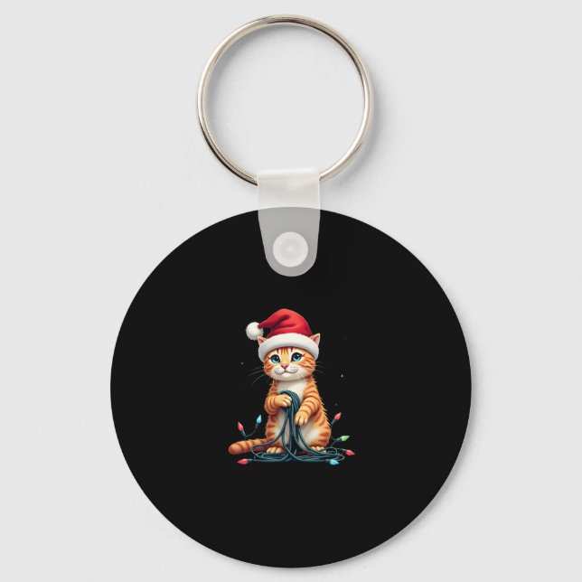 Siamese Cat Christmas V-Neck (1) Key Ring (Front)