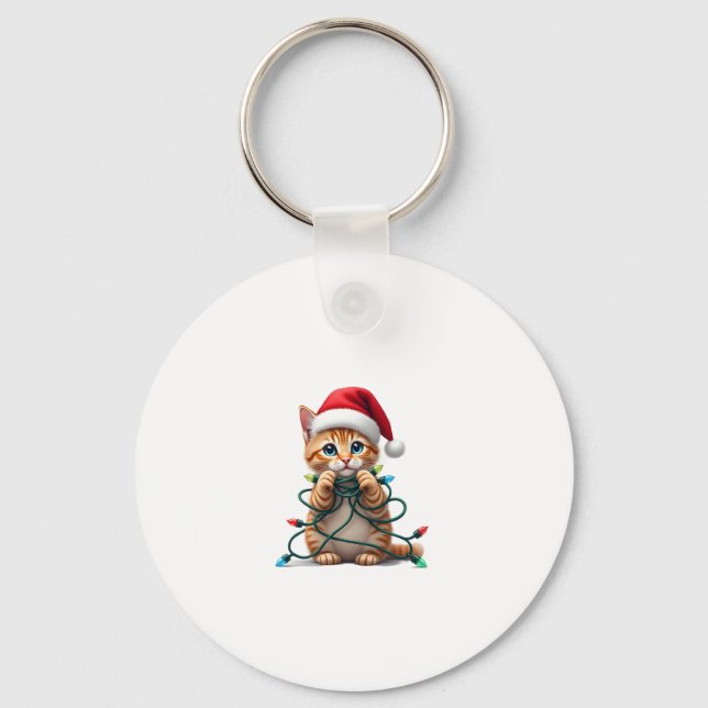 Siamese Cat Christmas V-Neck (1) Key Ring (Front)