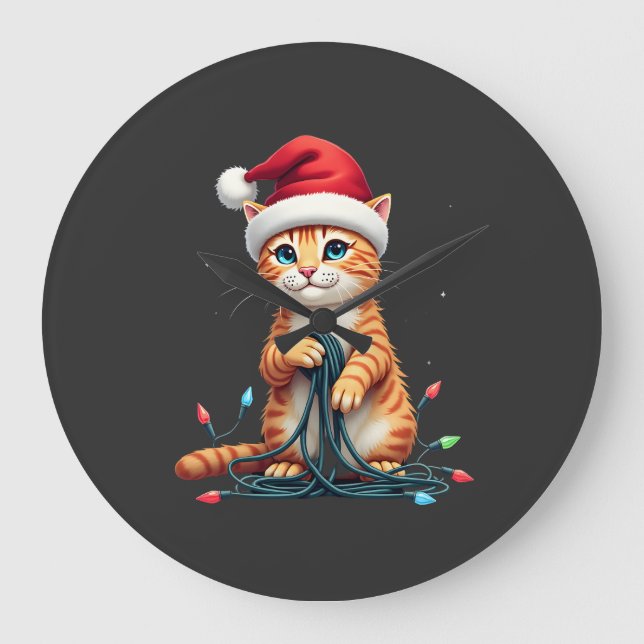 Siamese Cat Christmas V-Neck (1) Large Clock (Front)