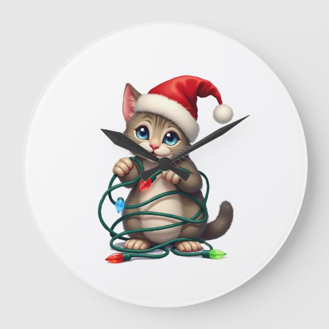Siamese Cat Christmas V-Neck (2) Large Clock (Front)