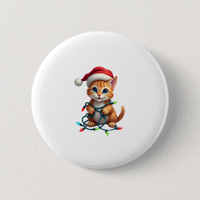 Siamese Cat Christmas V-Neck (3) 6 Cm Round Badge (Front)