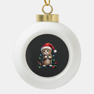 Siamese Cat Christmas V-Neck (3) Ceramic Ball Christmas Ornament