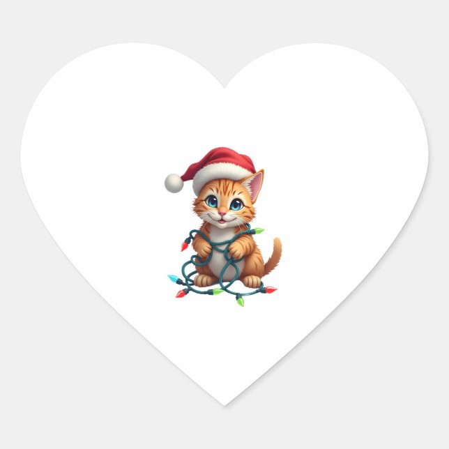 Siamese Cat Christmas V-Neck (3) Heart Sticker (Front)