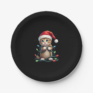 Siamese Cat Christmas V-Neck (3) Paper Plate