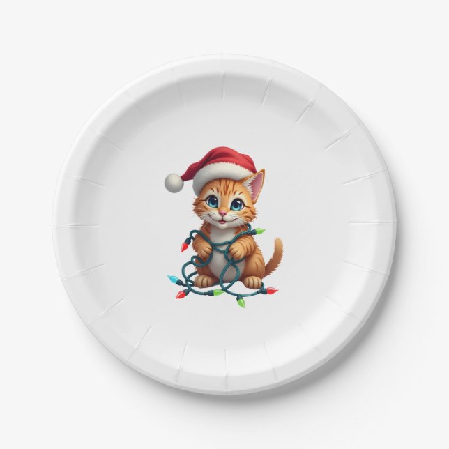 Siamese Cat Christmas V-Neck (3) Paper Plate (Front)