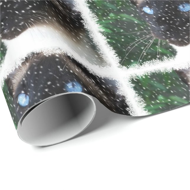 Siamese Cat Christmas Winter Wrapping Paper (Roll Corner)