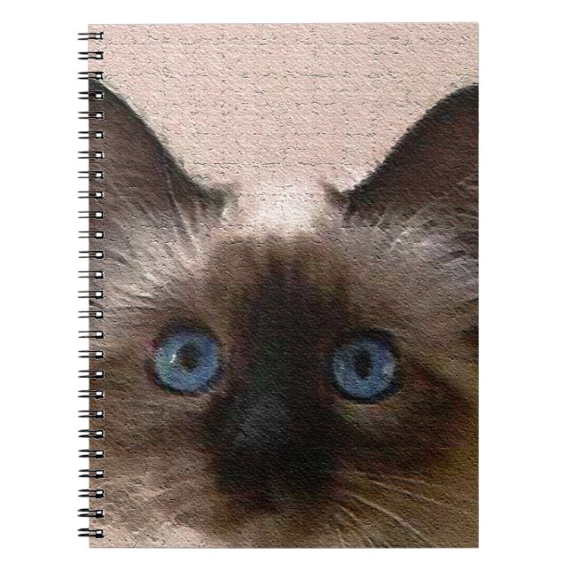 siamese cat crackle old aged cracked Hi Hello Spiral Notebook (Front)