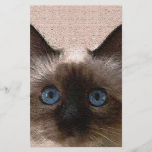 siamese cat crackle old aged cracked Hi Hello Stationery